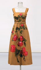 Women's Floria Chic Floral Belted Midi Dress