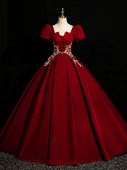 Vestido de fiesta largo de manga corta de terciopelo rojo vino 