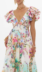Girija Enchanting Floral Deep V-Neck Maxi Dress