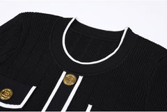 Gretel Sophisticated Button-Front Knit Midi Dress