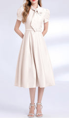 Funa Elegant Bow Tie Midi Dress