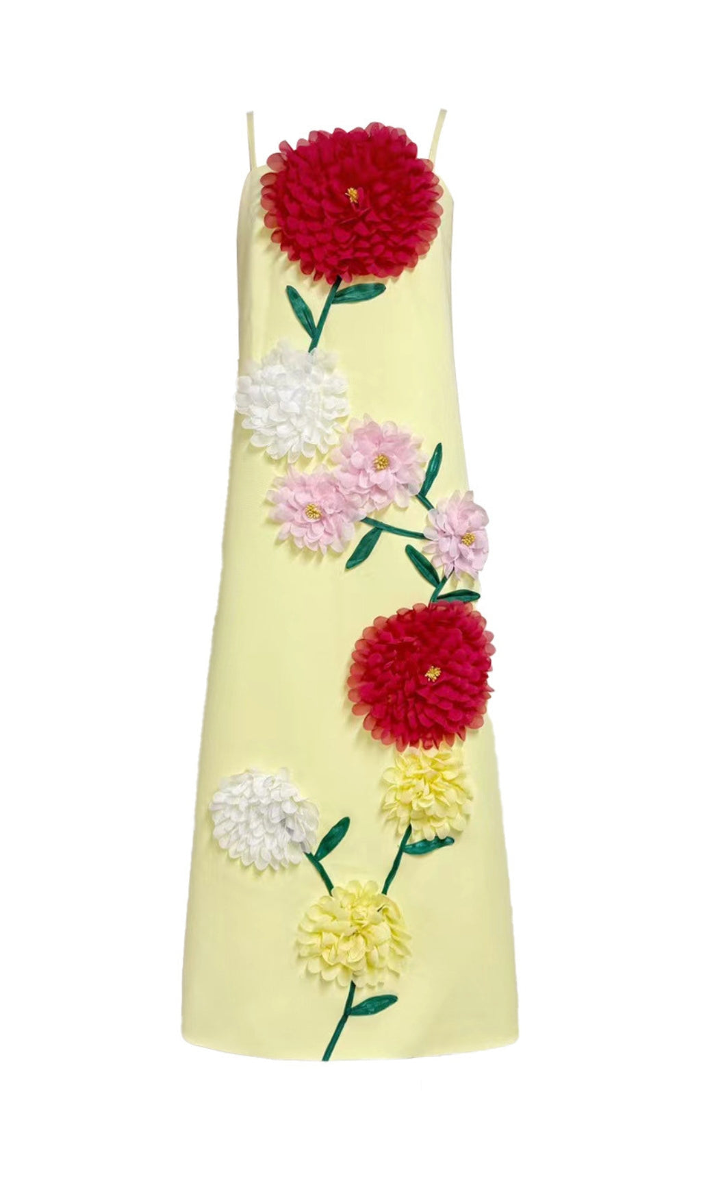 Erica Strappy Maxi Dress with Vibrant 3D Floral Embellishments