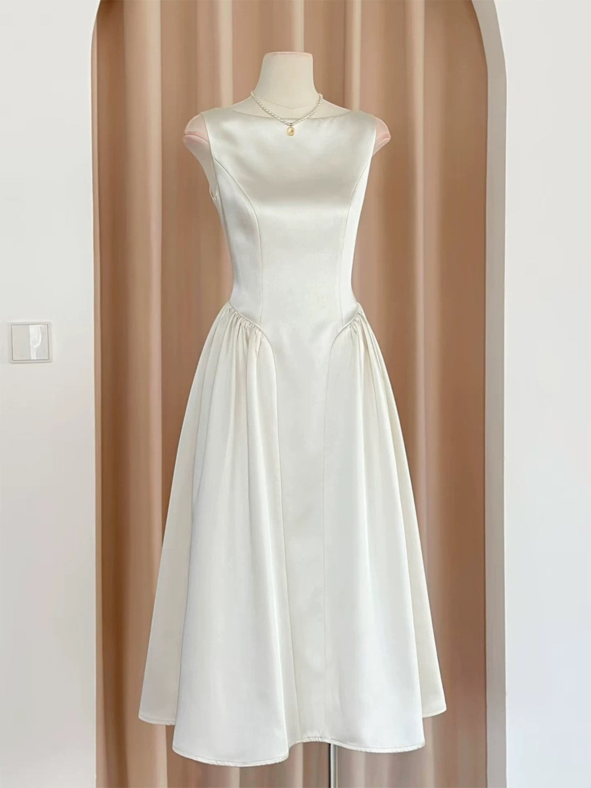 Vestido de fiesta de boda sencillo de satén blanco 