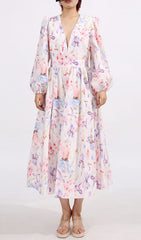 Elswith Floral V-Neck Midi Dress