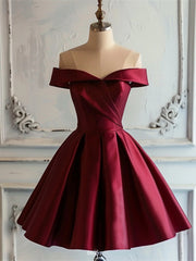 Vestido de fiesta de satén rojo vino hasta la rodilla 