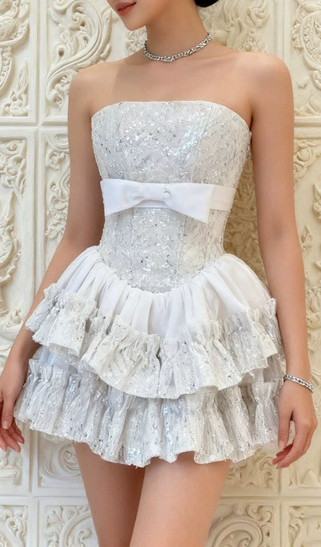 Iolana Dazzling Strapless Sequin Mini Dress