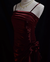 Vestido de fiesta de sirena con tirantes altos y bajos de satén 
