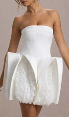 Dietrich White Strapless 'Petal Bloom' Mini Dress