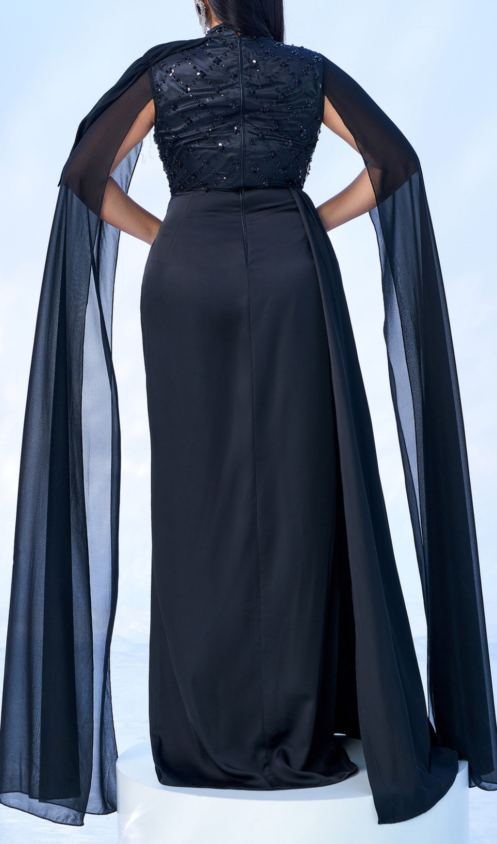 Damaris Glamour Black Sequin Plus Size Maxi Gown