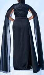 Damaris Glamour Black Sequin Plus Size Maxi Gown