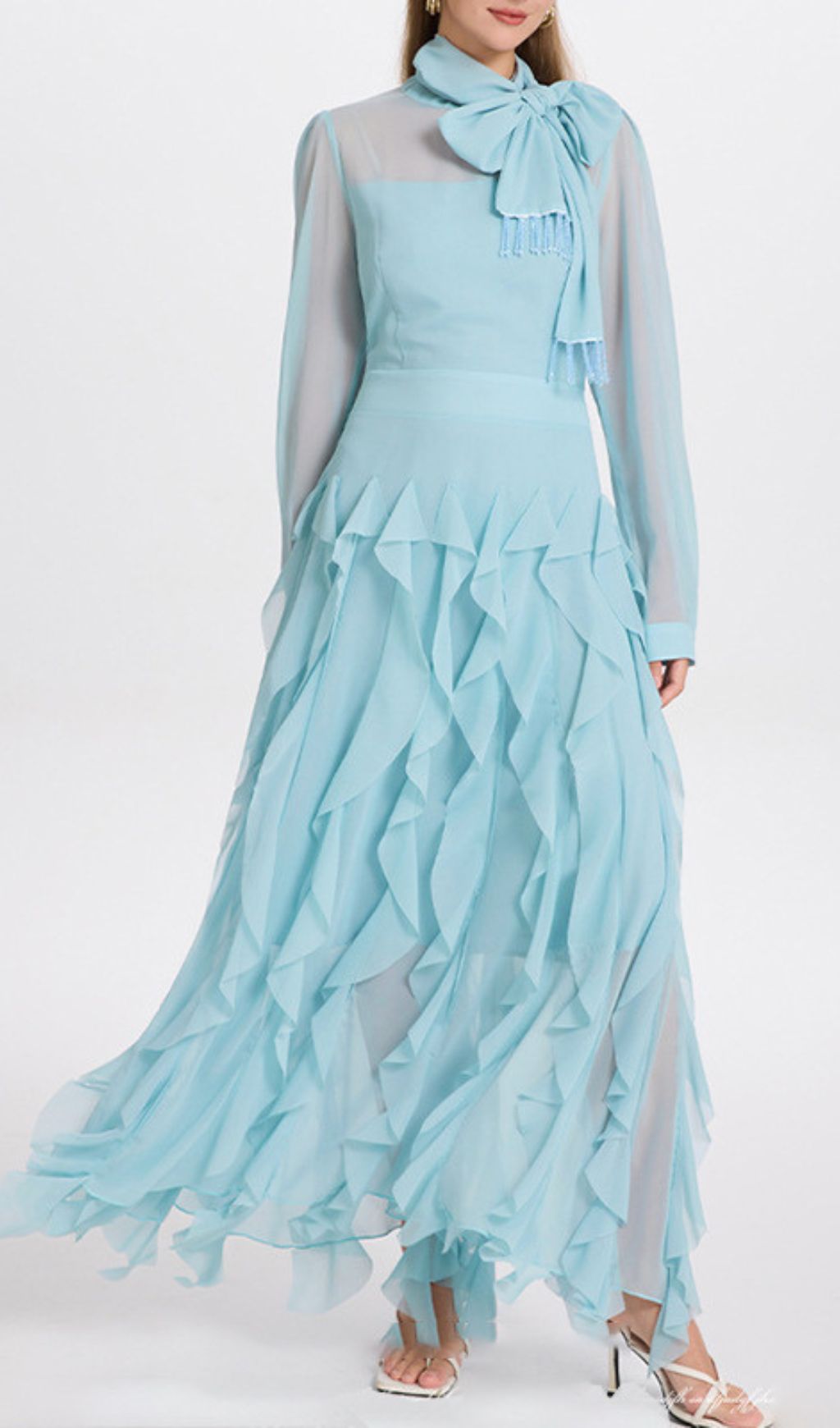 Isaak Ethereal Ruffle Maxi Gown