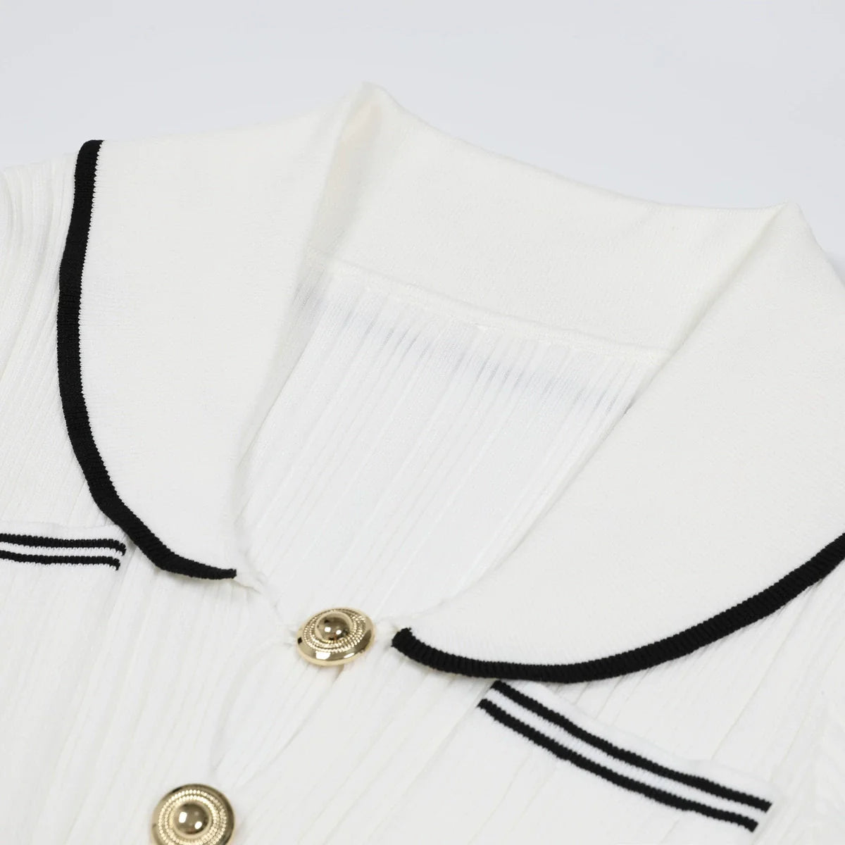 Enrica Black Sailor Collar Knit Midi Dress