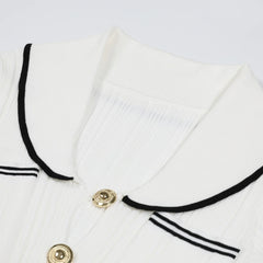 Enrica Black Sailor Collar Knit Midi Dress