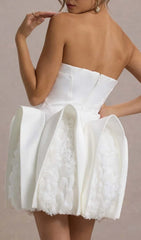 Dietrich White Strapless 'Petal Bloom' Mini Dress
