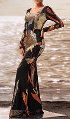 Debby Long Sleeve Sequin Evening Maxi Dress