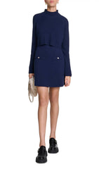 Roquette Chic Navy Layered Knit Mini Dress