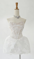 Kadi Pink Lace Strapless Mini Dress