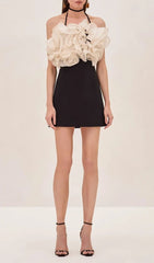 Jameela Black Halter Ruffle Mini Dress