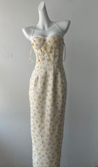 Galya Romantic Floral & Sequin Corset Maxi Dress