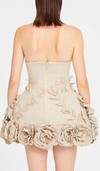 Bice Nude Strapless Bustier Floral Mini Dress