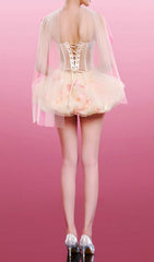 Jess Enchanting Strapless Corset Floral Tulle Mini Dress