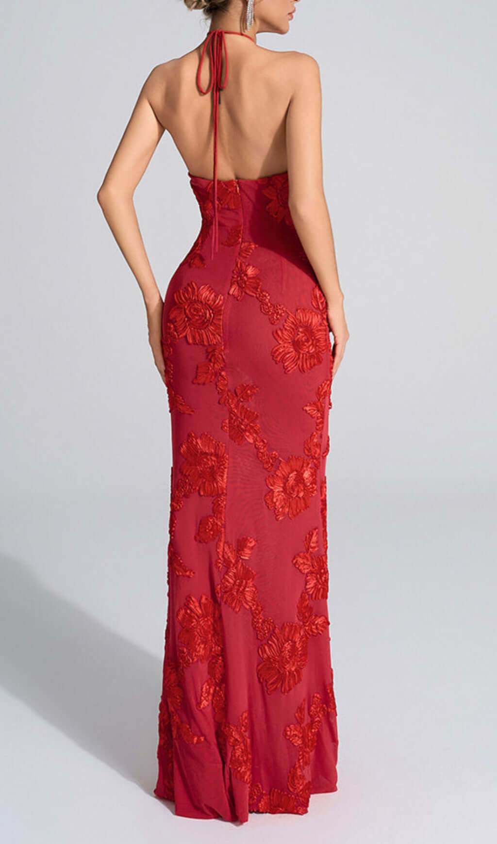 Bambi Red Halter Maxi Gown