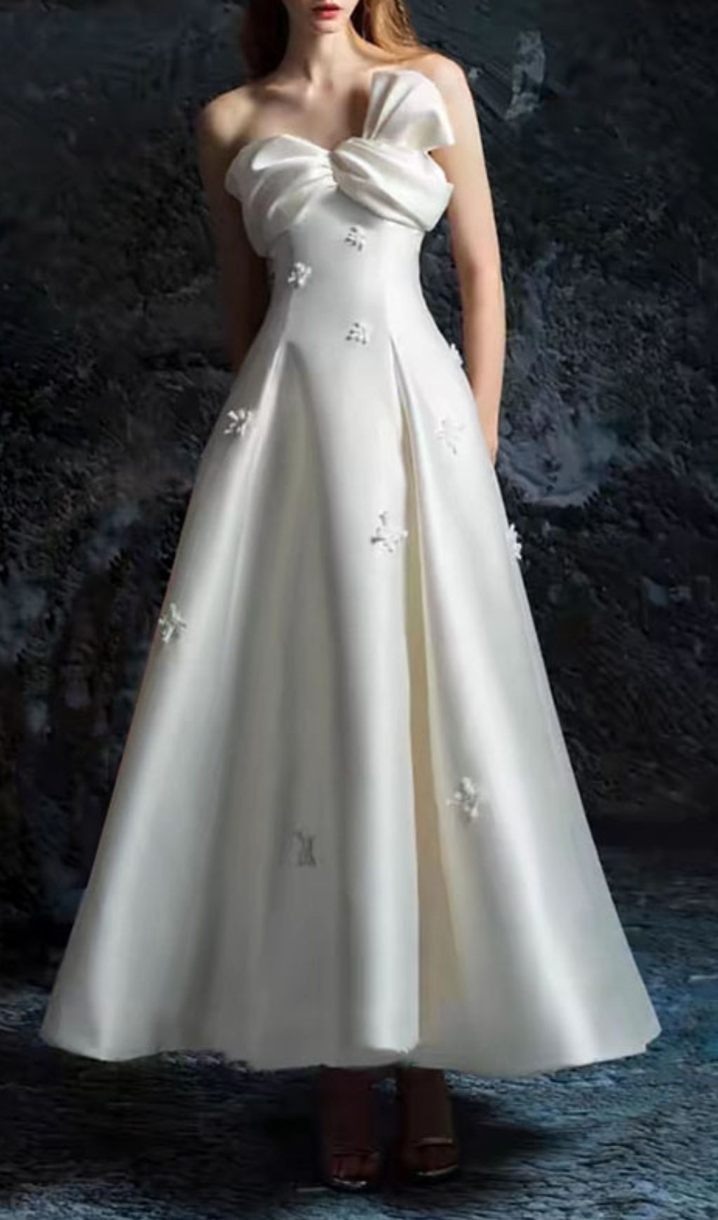 Ganesa White Strapless Bow Maxi Dress