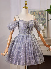 Cute Shiny Tulle with Beaded Short Party Dress