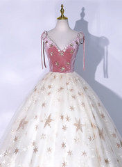 Lovely Ivory Tulle Ball Gown Straps Party Dress