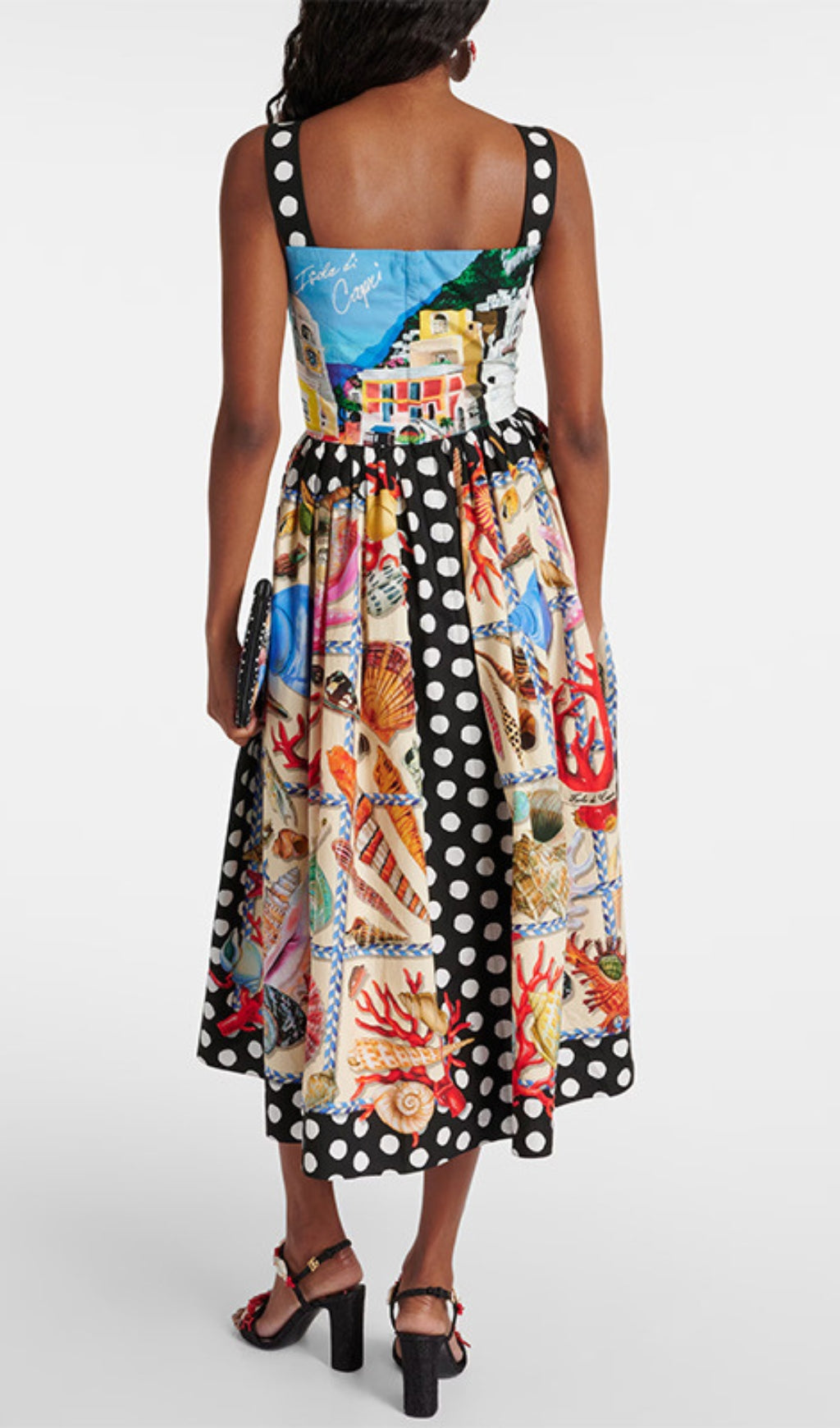 Capri Coastal & Seashell Print Midi Dress