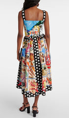 Capri Coastal & Seashell Print Midi Dress
