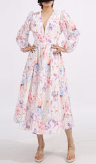 Elswith Floral V-Neck Midi Dress