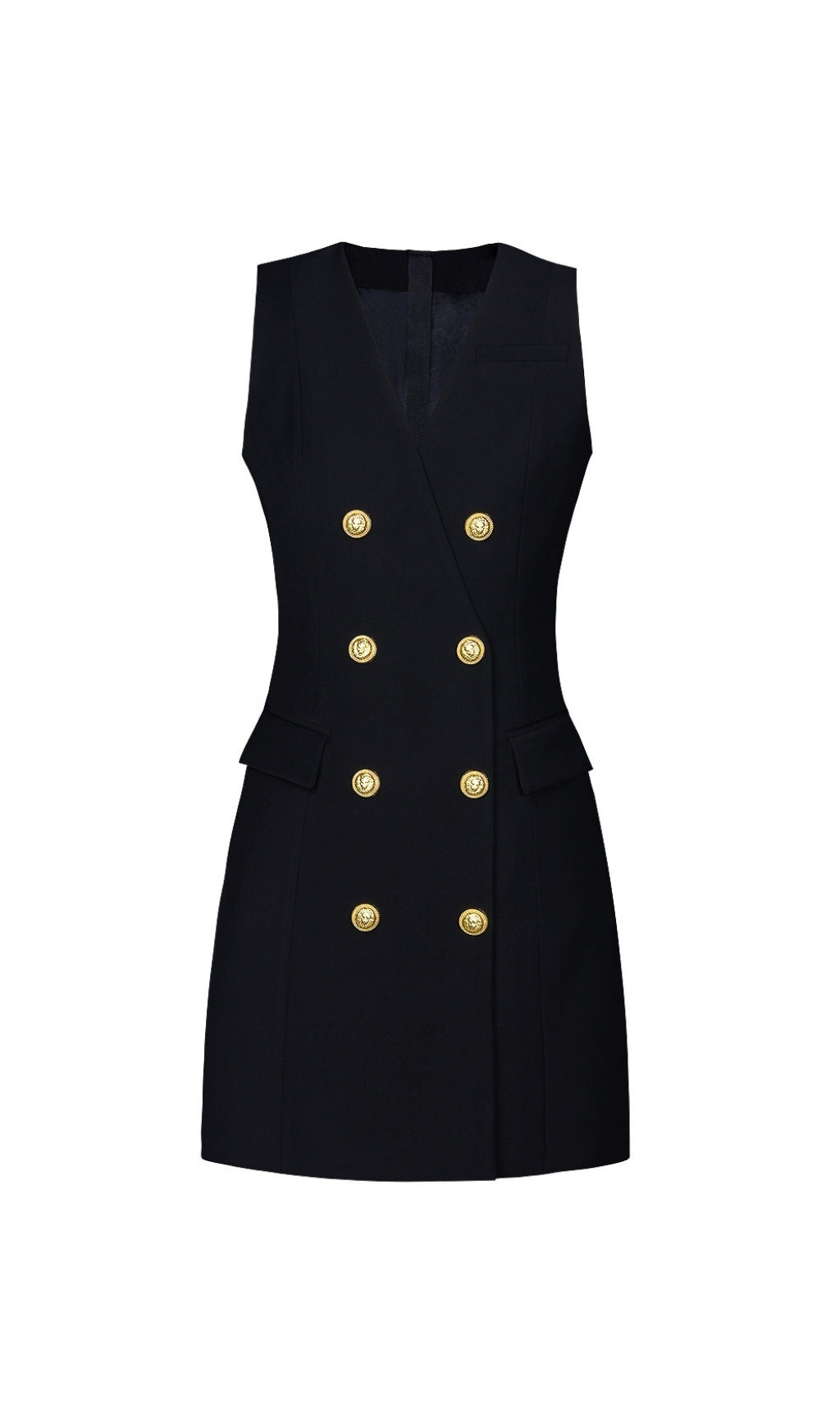 Eisheth Luxe Red Double-Breasted Sleeveless Mini Blazer Dress