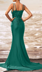 Deanne Emerald Green Strappy Slit Gown