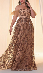 Gezana Off-Shoulder Sequin Plus Size Maxi Dress