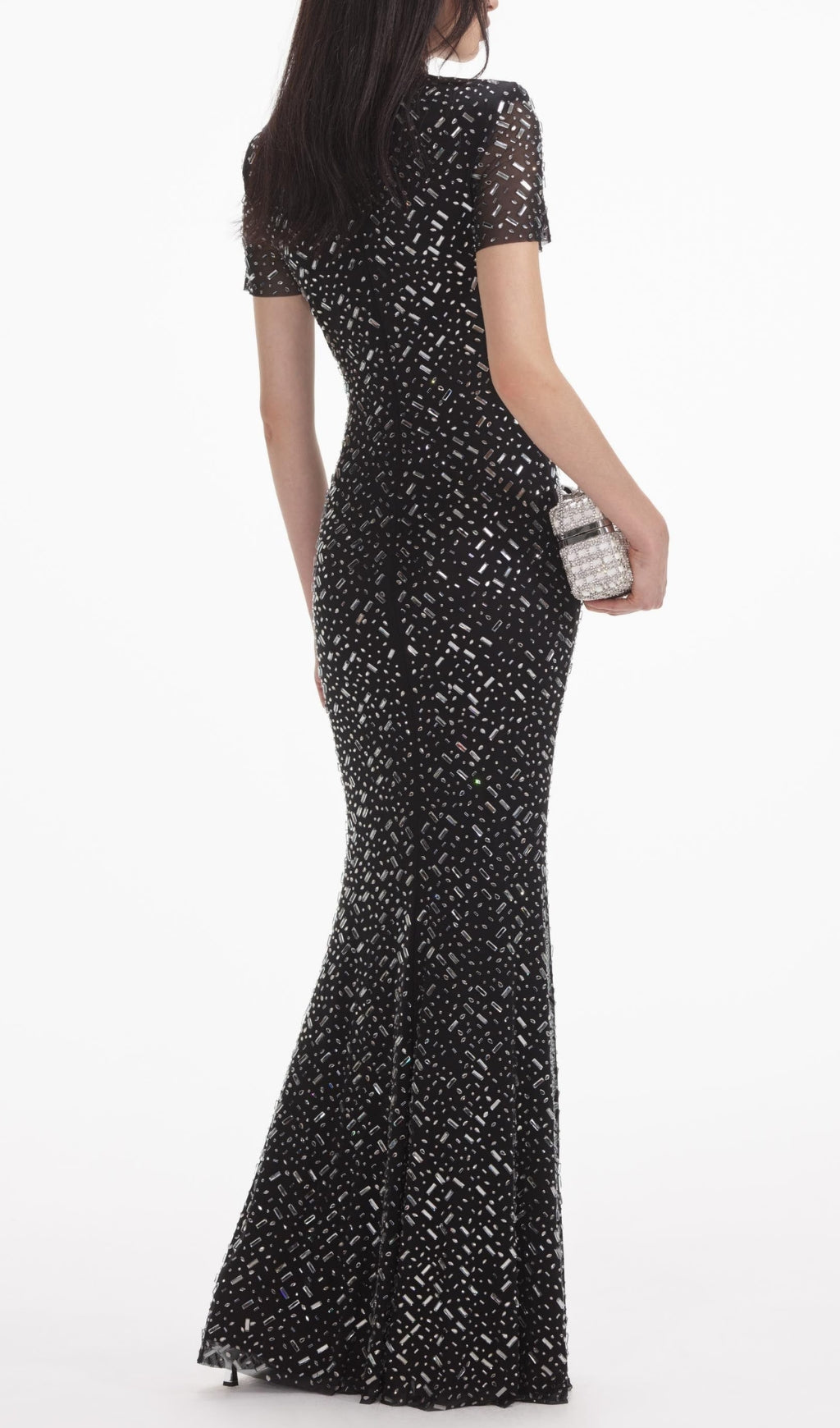 Emma Sparkling Black Crystal Maxi Gown