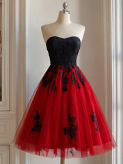 A-line Black and Red Sweetheart Party Dress