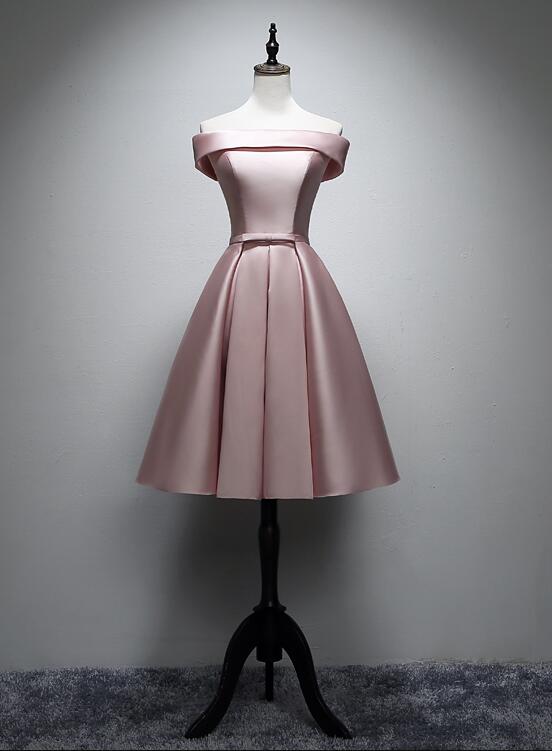 Vestido de fiesta con cordones y hombros descubiertos de satén rosa 