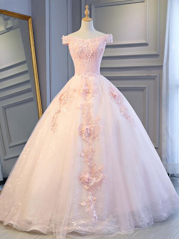 Adorable Pink Tulle Off Shoulder Pink Party Dress