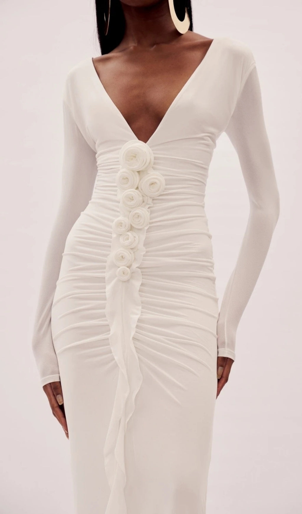 Everard Ethereal Bloom White Long Sleeve Maxi Dress
