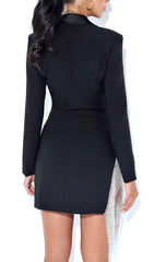 Freya Black Crystal Fringe Blazer Mini Dress