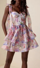 Faya Strappy Floral Tiered Mini Dress