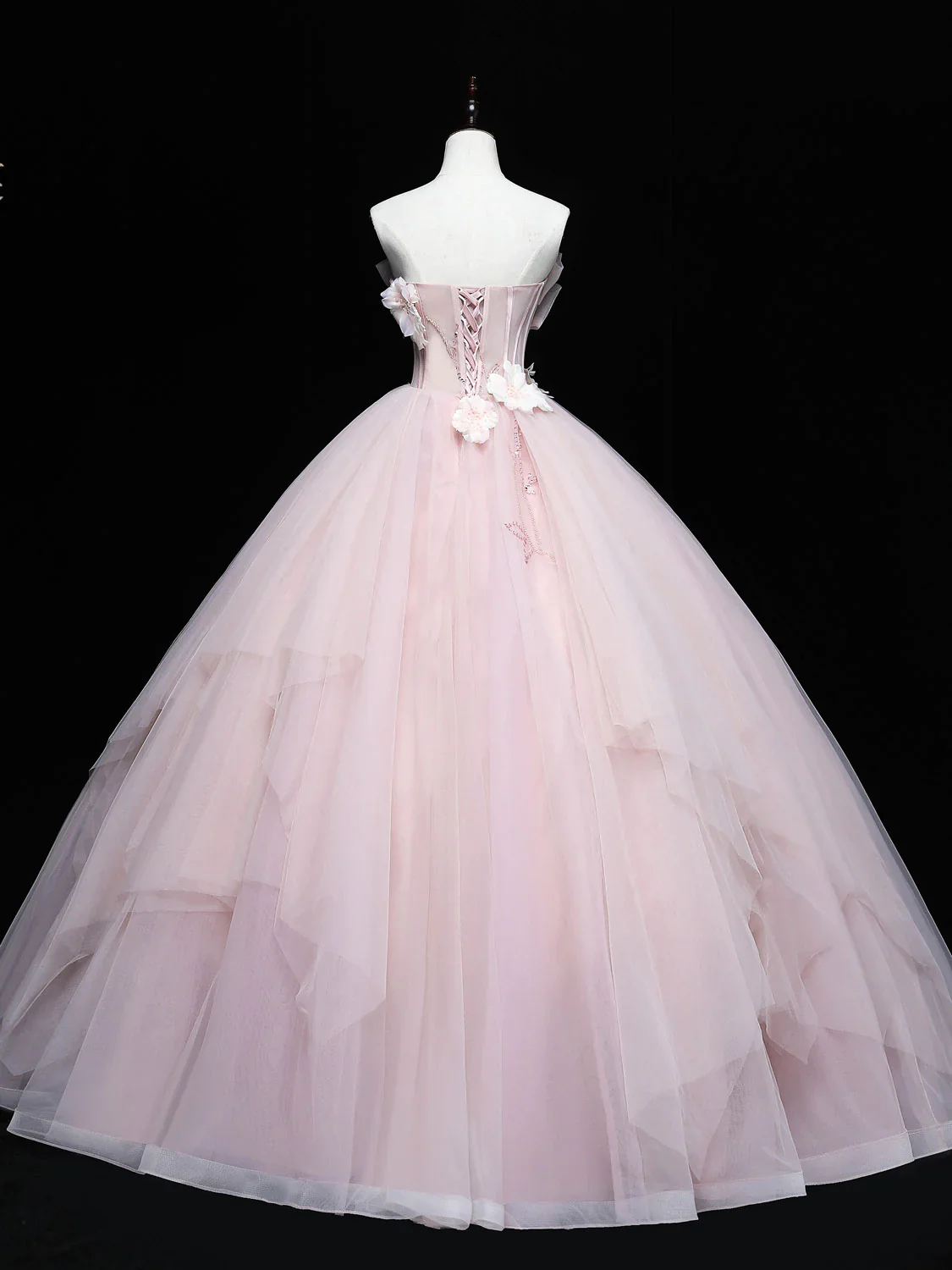 Lindo vestido de fiesta rosa de tul con flores para dulces 16 