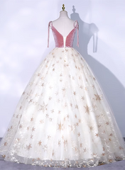 Lovely Ivory Tulle Ball Gown Straps Party Dress