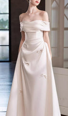 Destiny Off-Shoulder Bow A-Line Wedding Dress