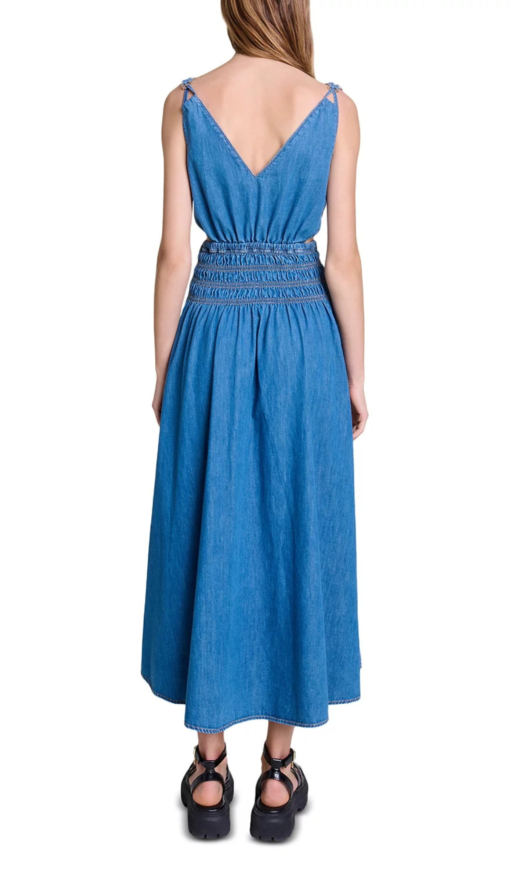 Runim Chic Cutaway Denim Maxi Dress