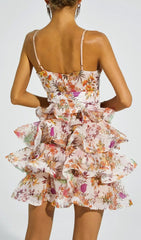 Bina Floral Ruched Tiered Mini Dress