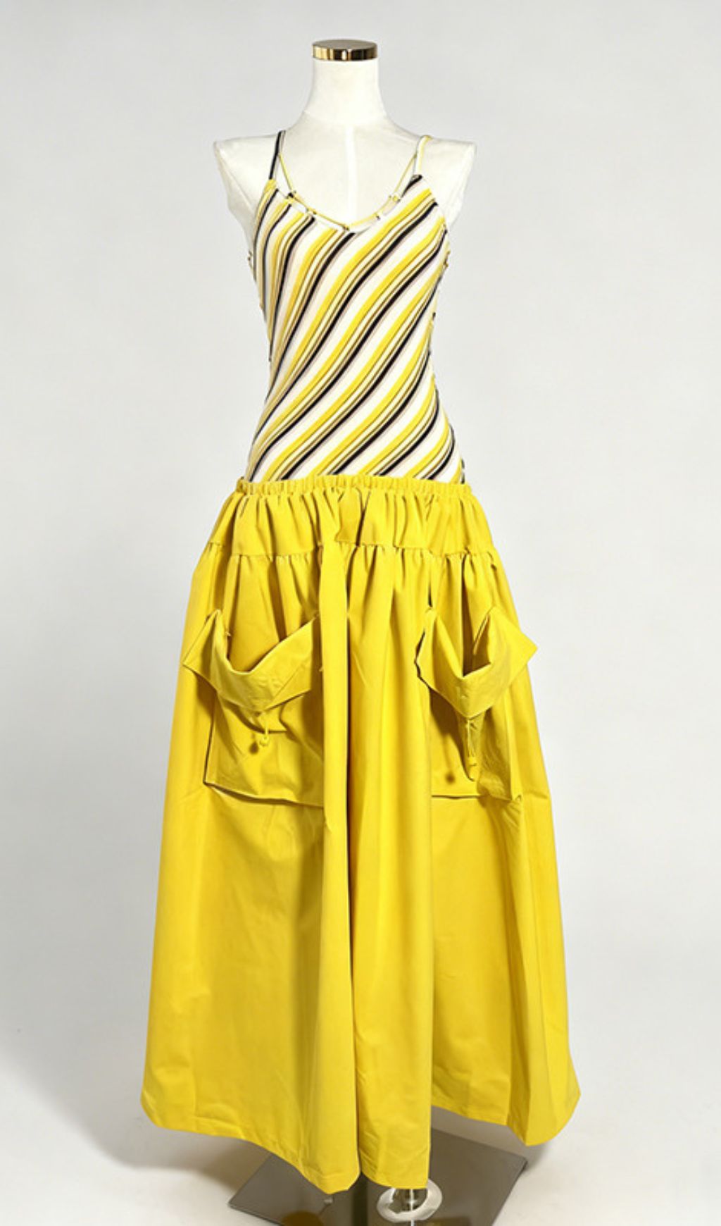 Jalal Vibrant Striped Maxi Dress with Statement Pockets