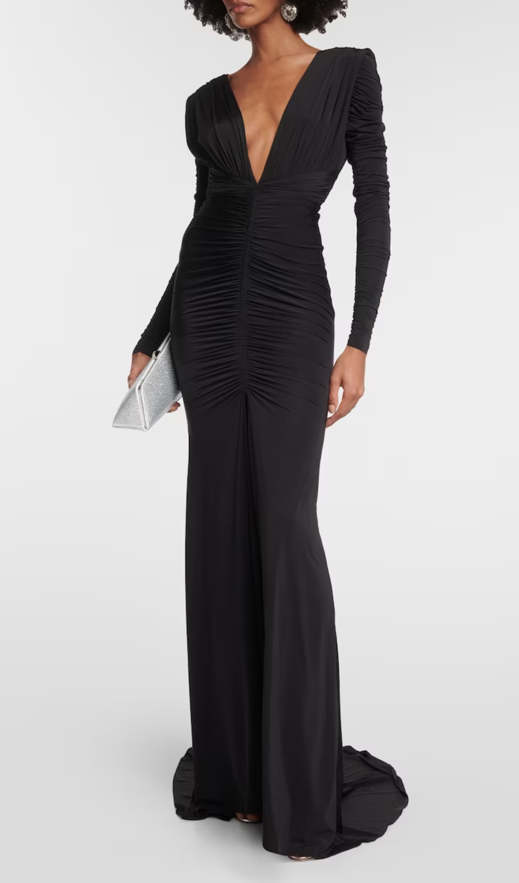 Alda Luxe Backless V-Neck Ruched Gown