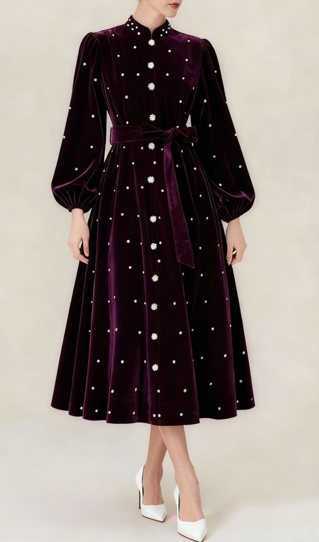Iwalani Velvet Embellished Midi Dress